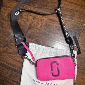 Marc Jacobs Hot Pink Crossbody Camera Bag with Black Strap